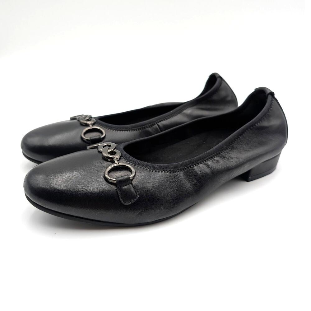 David Tate Omega Casual Flats Round Toe Women's Black Lamb Size US9.5M EU39.5